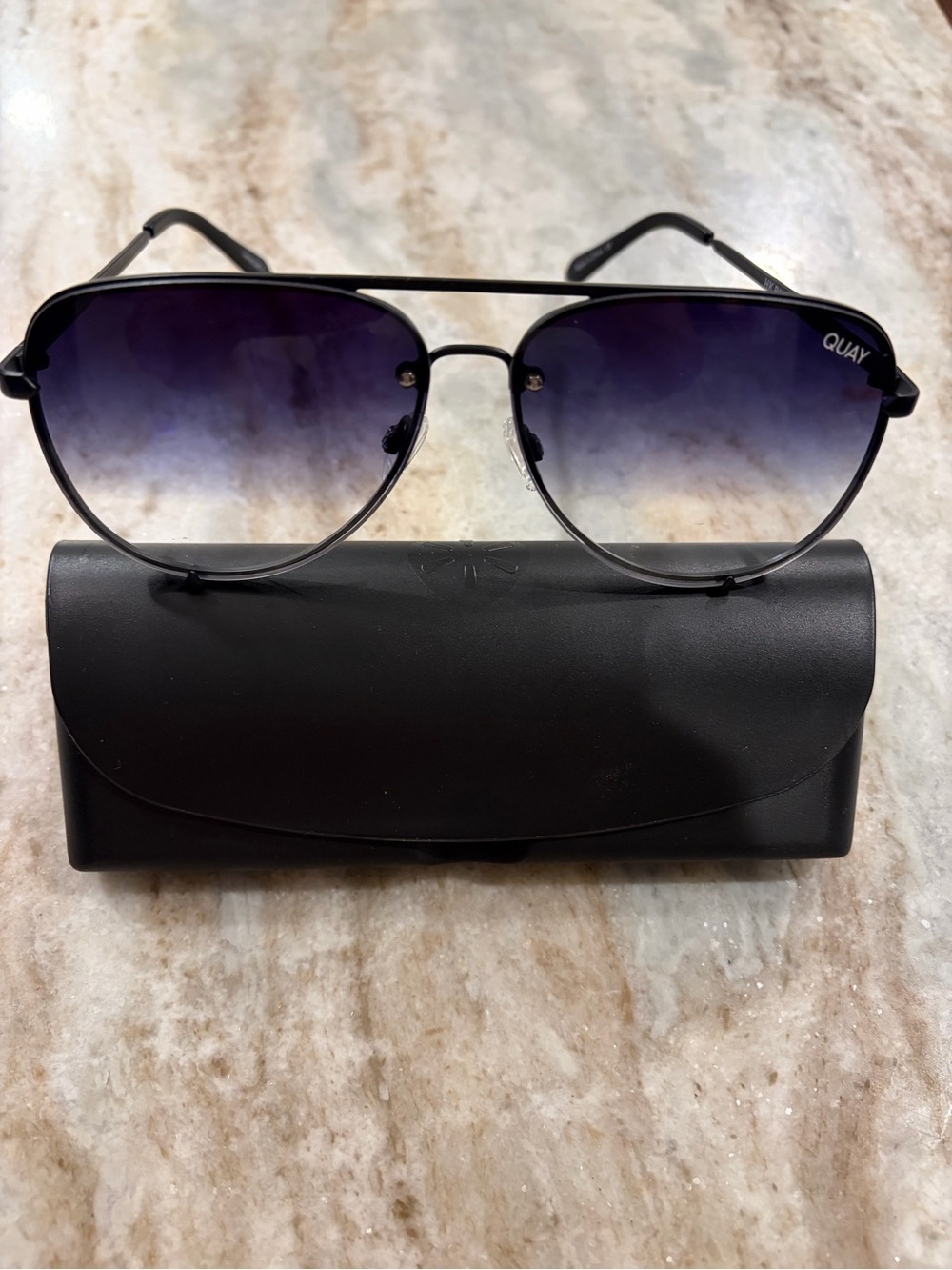Quay Australia Black Frame Sunglasses with Gradient Purple Lenses